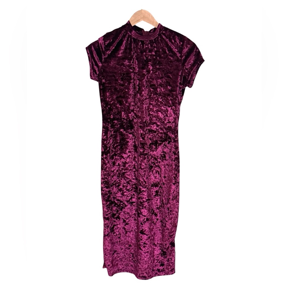 SHEIN Elegant Velvet Purple Dress
